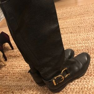 Burberry Black Leather Riding Boots